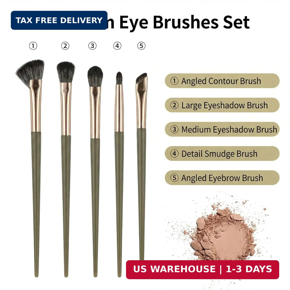 Professional Eye Makeup Brush Set - 5 Pcs Eyeshadow & Eyebrow Brushes