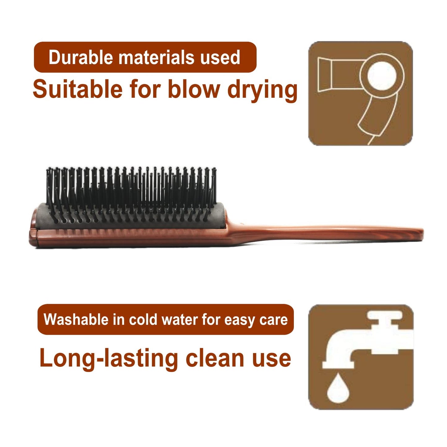 Professional Tourmaline Ceramic Round Hair Brush - 9 Row Curved Pad