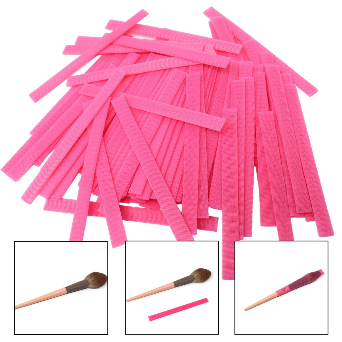 Reusable Makeup Brush Protector Mesh Covers - 100 Pack Pink