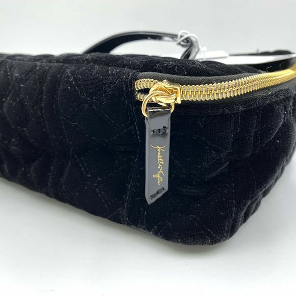 Black Velvet Vanity Case with Quilted Design and Gold Accents