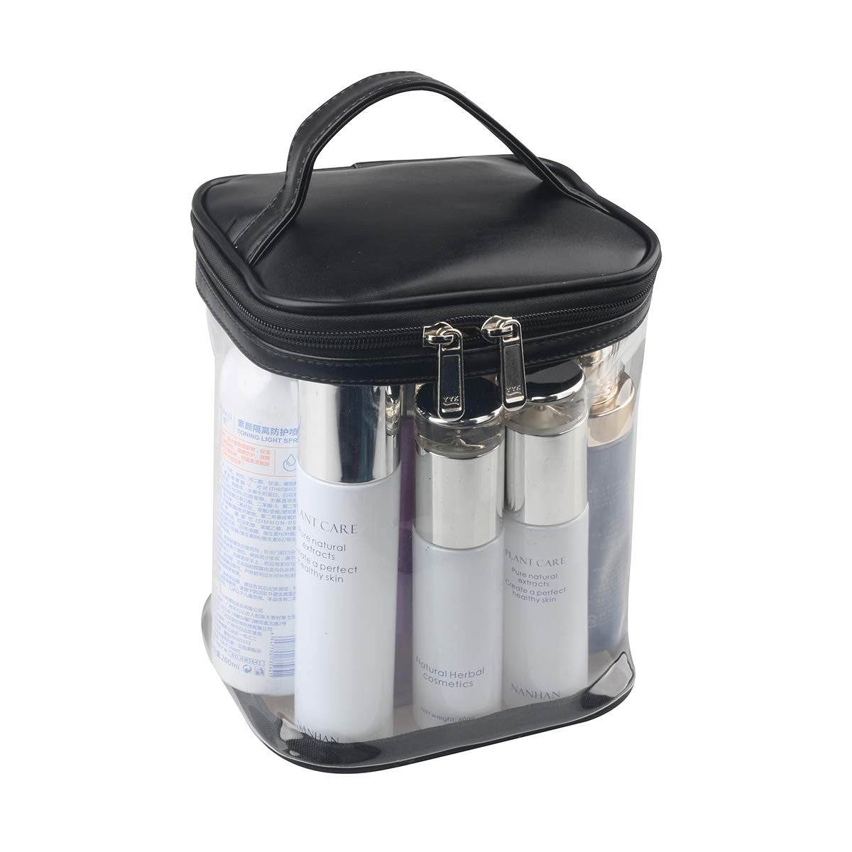 Clear Makeup Bag with Inner Pocket - Large Storage Organizer, Black
