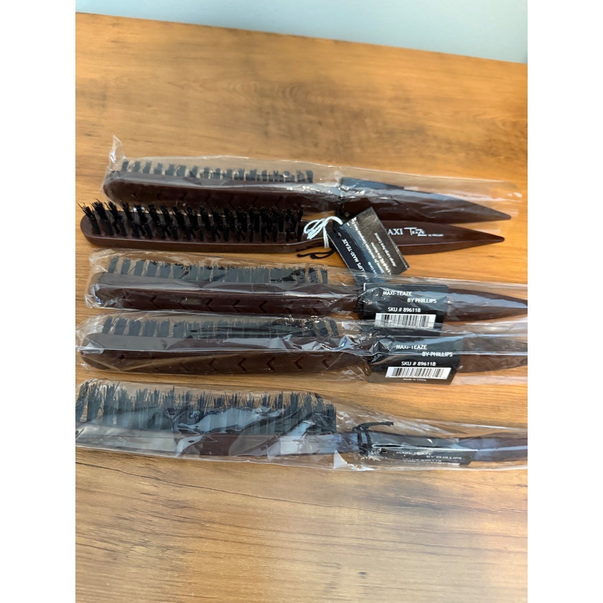 Hair Teasing Brush Set - Professional Volume and Texture Styling Tools - Brown, 5 Pieces