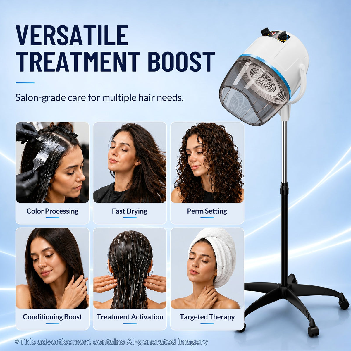 Professional Hooded Stand Up Hair Bonnet Dryer 1300W Adjustable