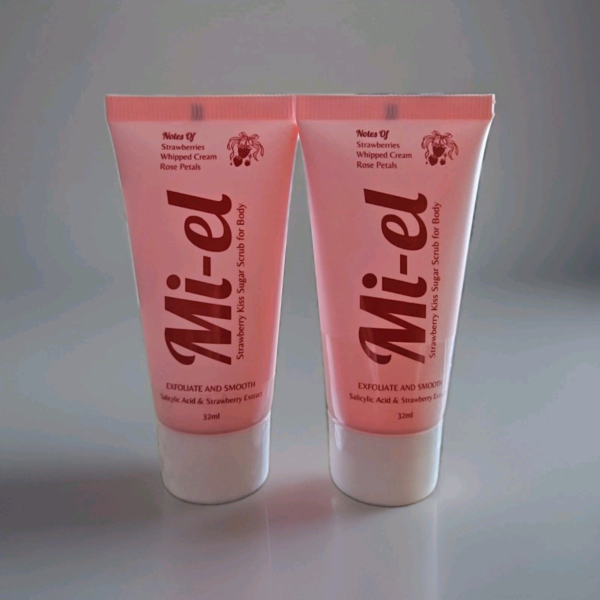 2X Mi-el Strawberry Kiss Sugar Scrub Salicylic Acid Extract 32ml Each