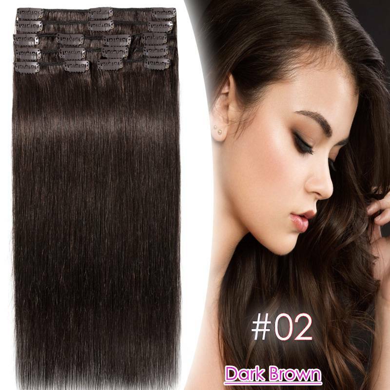 Thick Double Weft Clip-In Human Hair Extensions - Full Head Set