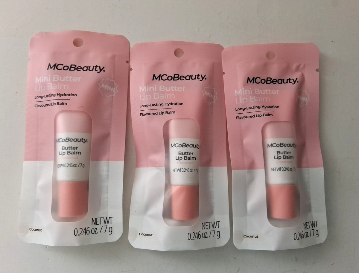 Mini Coconut Lip Balm Set - 3 Pack, Hydrating & Nourishing