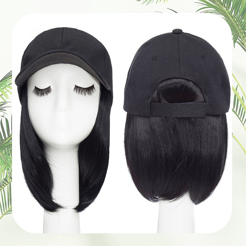 Baseball Cap with Hair Extensions - Wavy & Straight Human-Like Hairpiece