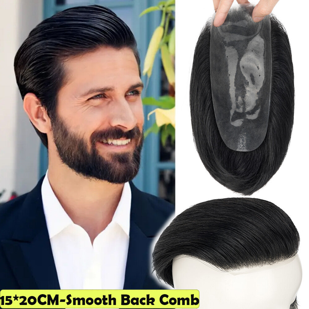 Men's Thin Skin Hair Replacement Toupee Human Hair System with Full PU Base