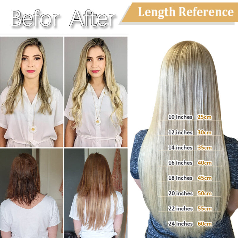 Clip-In Hair Extensions 3/4 Head Long Wavy Real Remy Human Hair 20-24 Inch