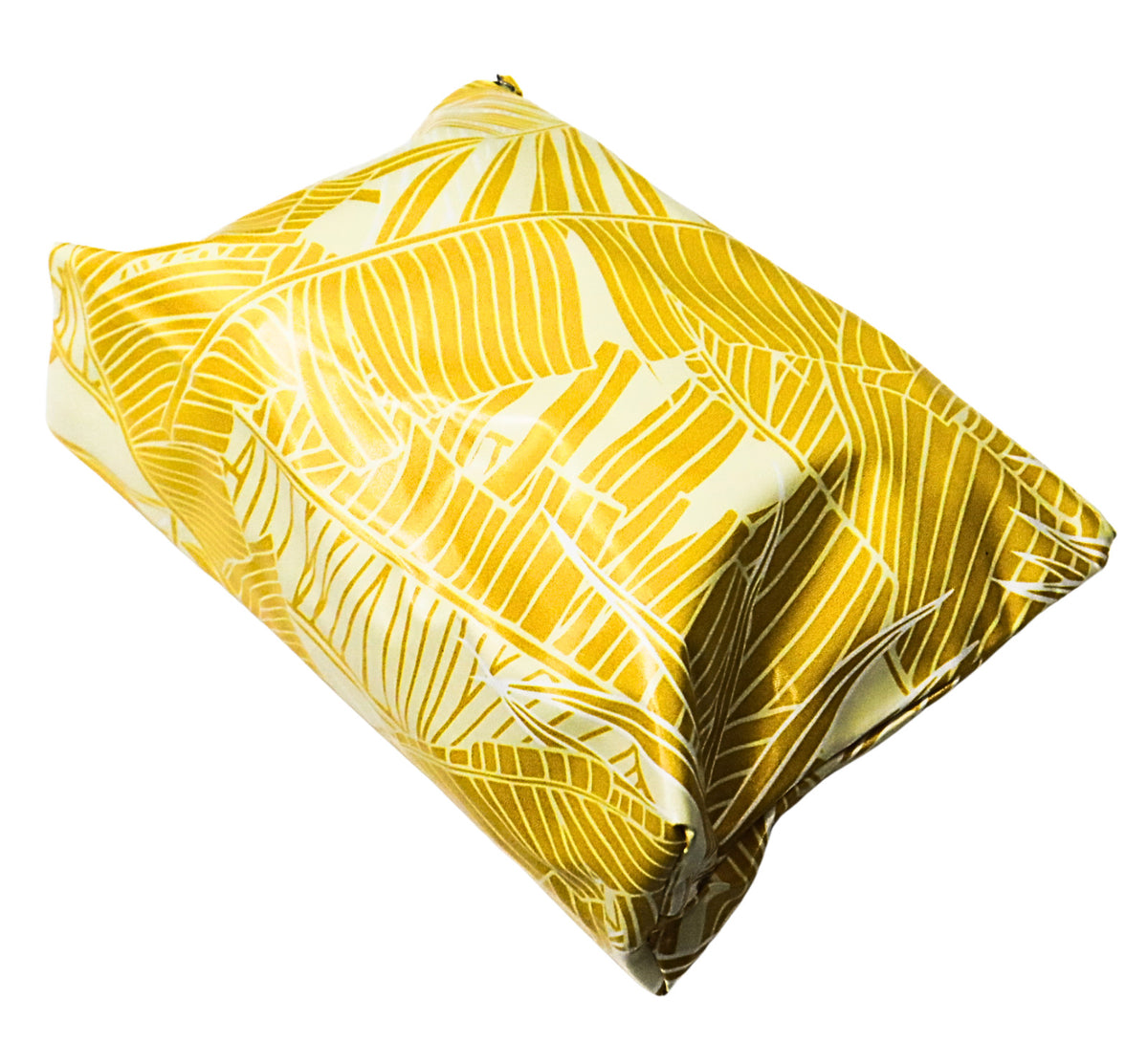 Travel Makeup Bag with Internal Zippered Compartment - Floral Yellow 13x8x4 Inches