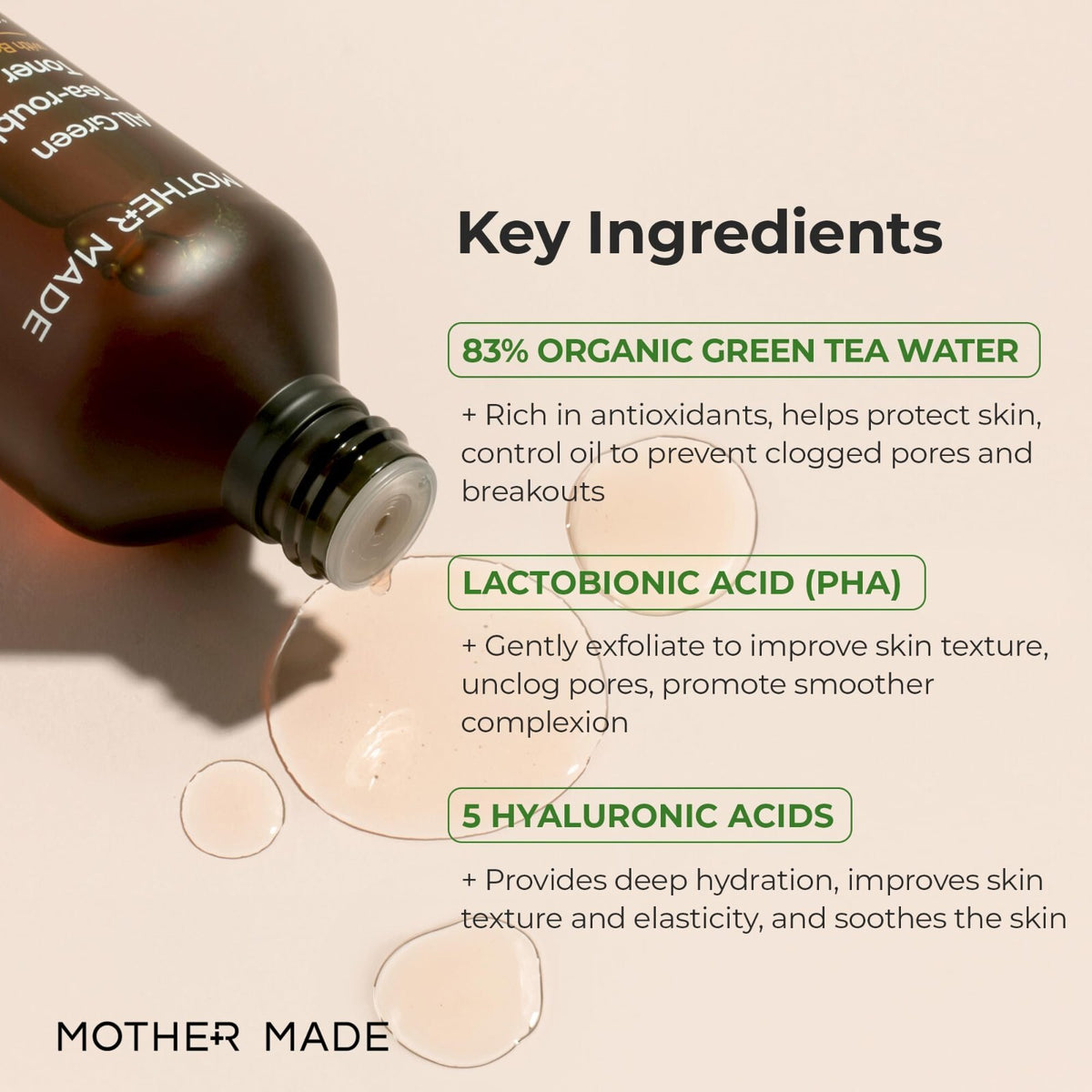 Organic Green Tea Toner for Skin Hydration & Oil Control - 6.76oz