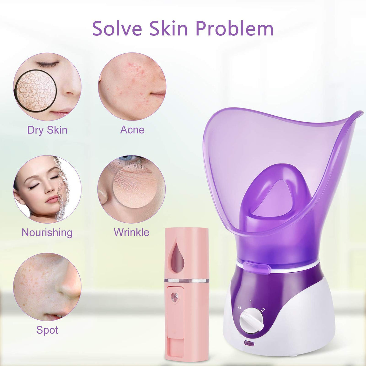 Facial Steamer Nano Mist Sprayer Set - Deep Cleansing & Hydrating Skin Care