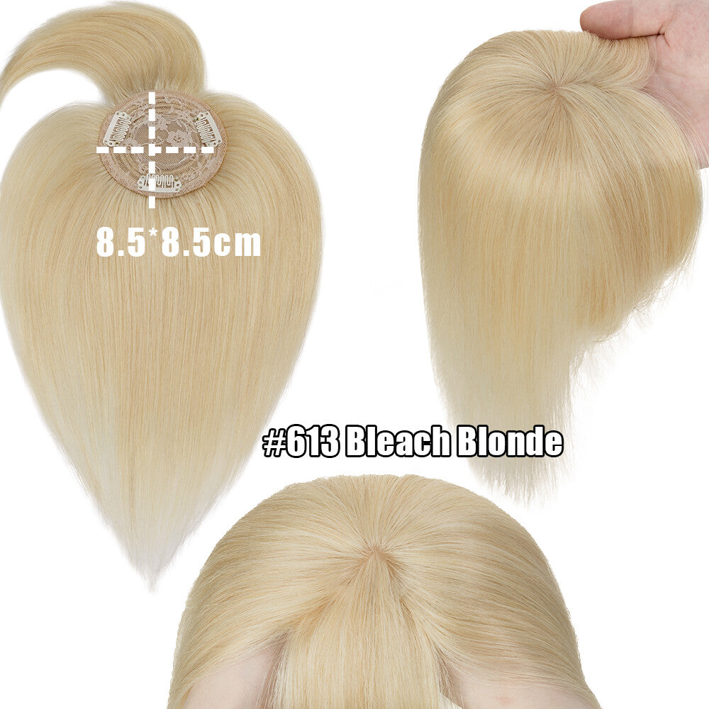 Remy Human Hair Topper with Bangs - Clip-In Hairpiece for Thinning Hair