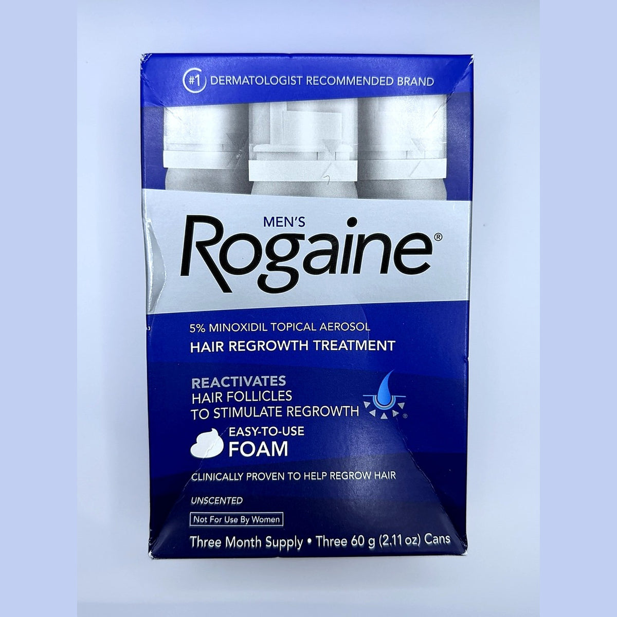 Men's Hair Regrowth Foam Treatment 5% Minoxidil Unscented 3 Cans