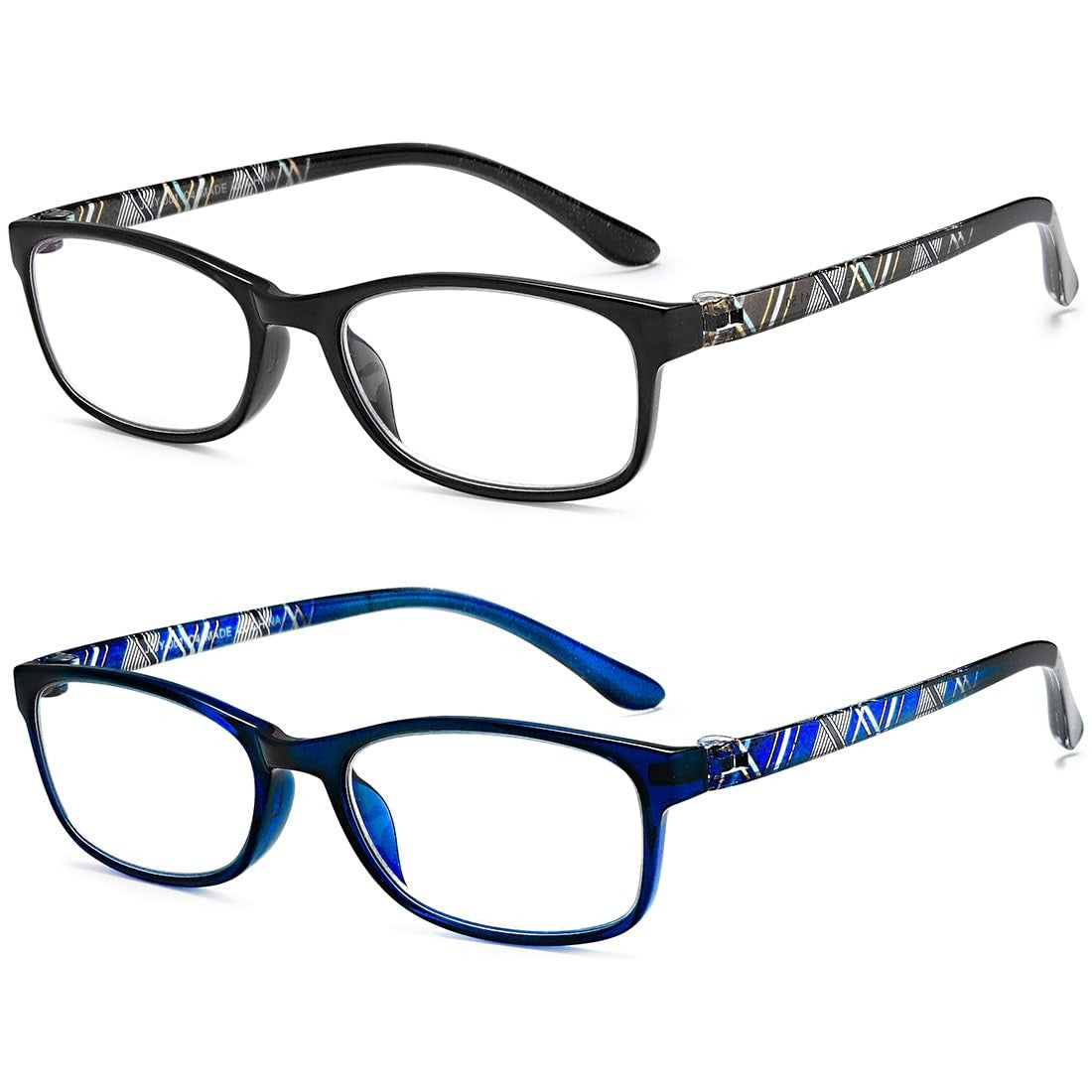 Blue Light Blocking Reading Glasses 2 Pack for Men Women - Stylish Comfort