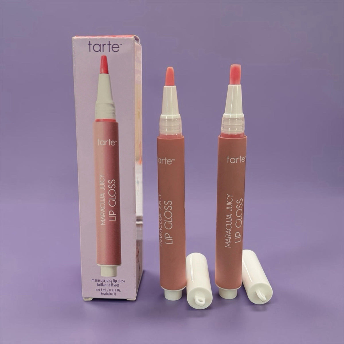 Lip Gloss Keychain Set - Pink Lemonade, Maracuja Juicy Lip Gloss, 2 Pack