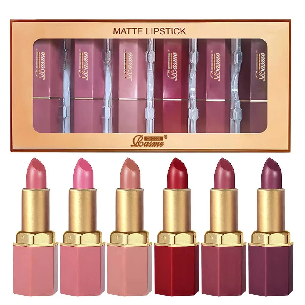 6-Piece Matte Waterproof Lipstick Set - Long Lasting & Gift Ready