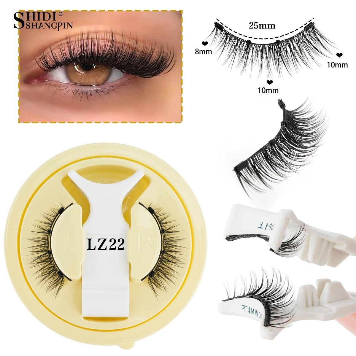 Magnetic False Eyelashes with Applicator Set – Reusable 3D Natural Look
