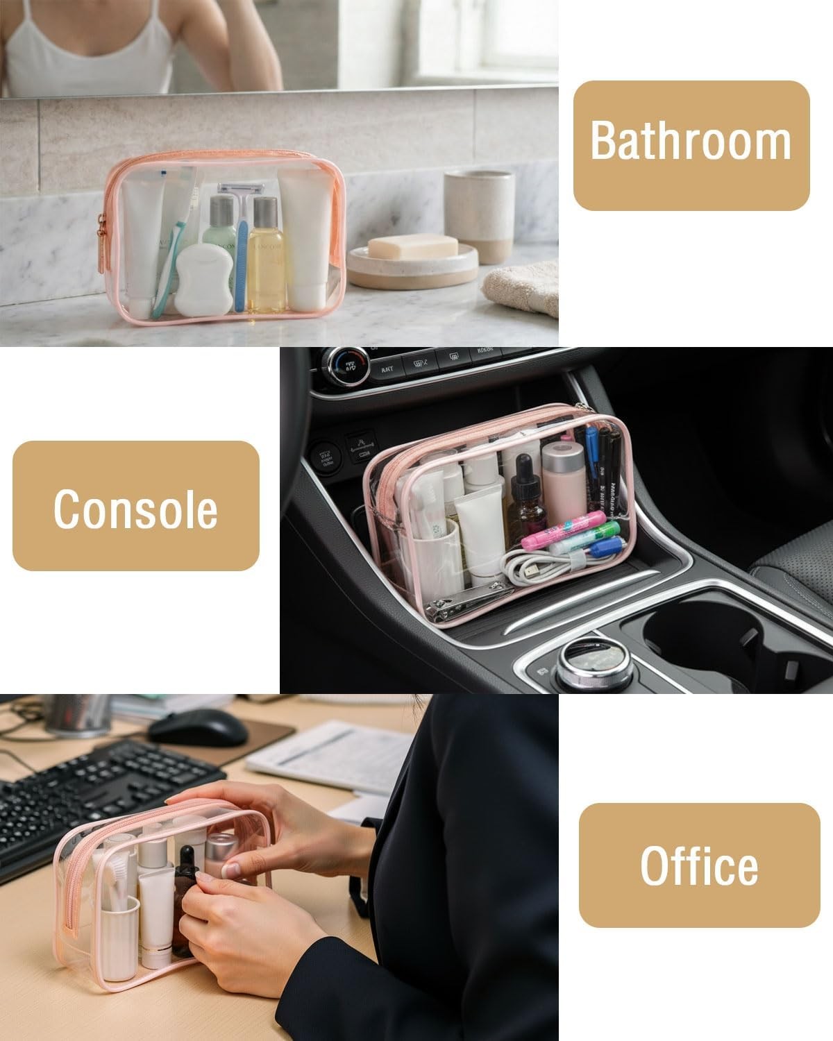 Clear TSA Approved Travel Toiletry Bag - Small Waterproof Cosmetic Organizer
