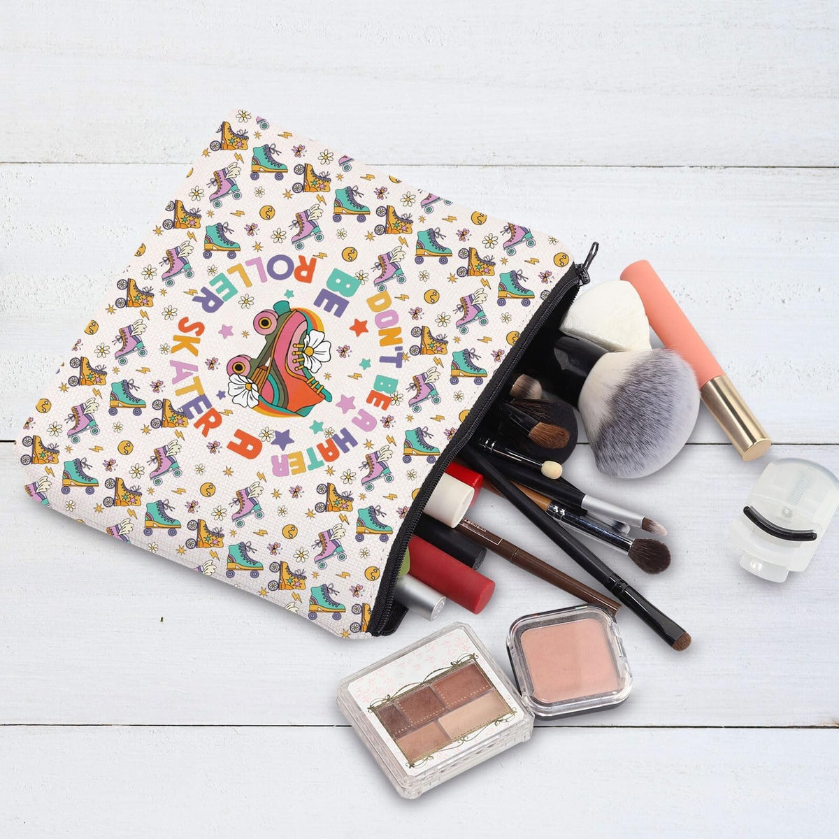 Be A Roller Skater Cosmetic Bag – Canvas Makeup Bag for Roller Skating Lovers