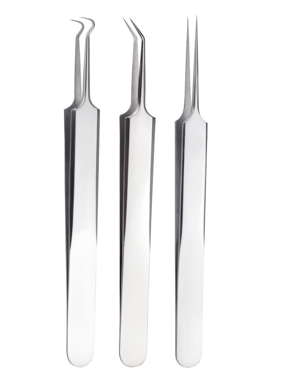 3Pcs Acne Pimple Blackhead Remover Tweezers Set - Facial Skin Care Tools