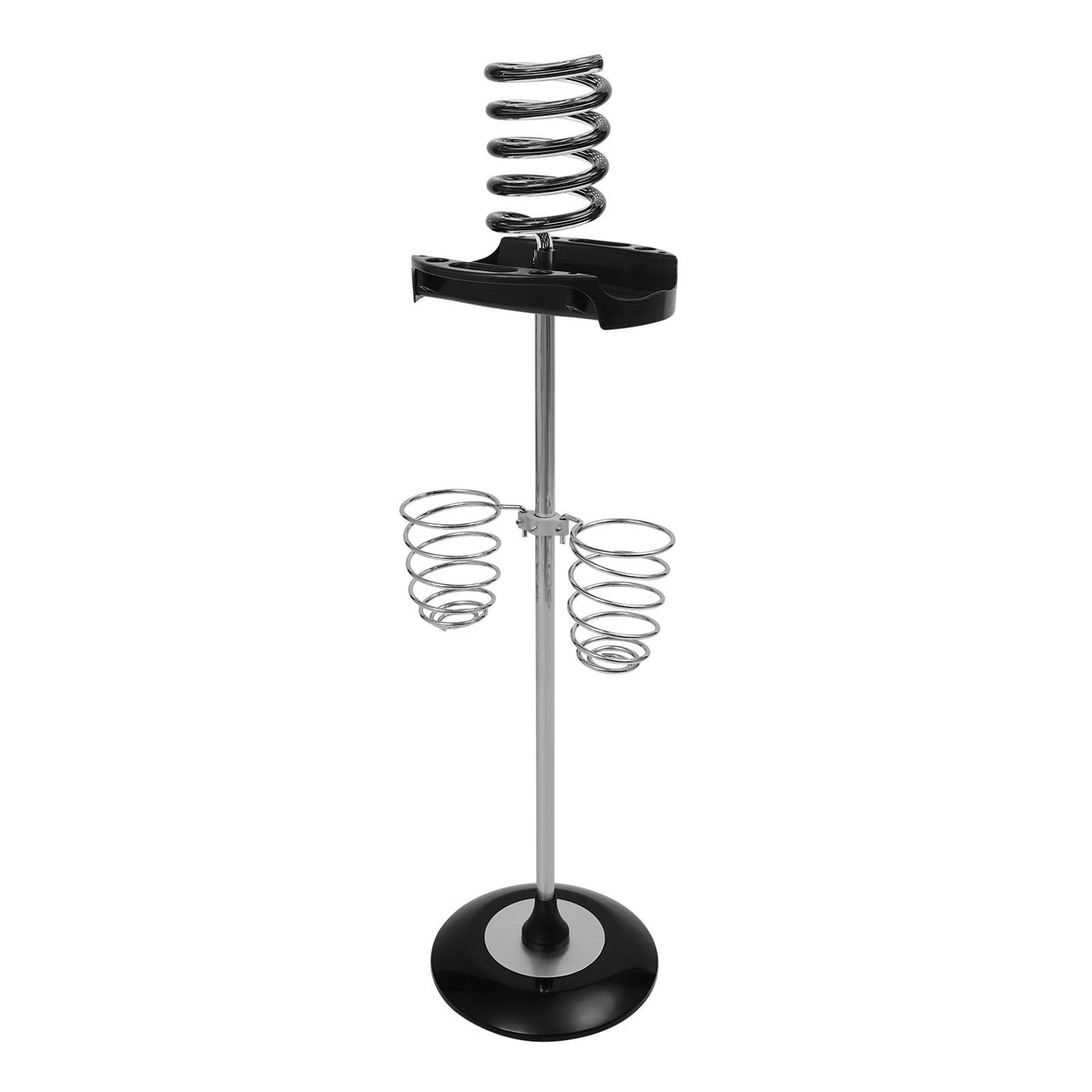 Freestanding Hair Dryer Stand with Tray & Spiral Holders for Salon & Home