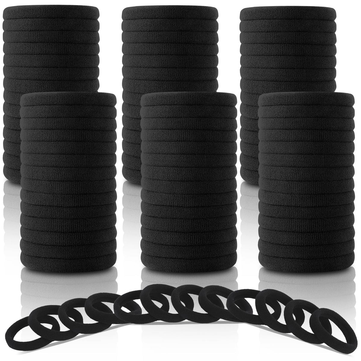 120PCS Black Hair Ties for Women Girls, Elastic Bands Ponytail