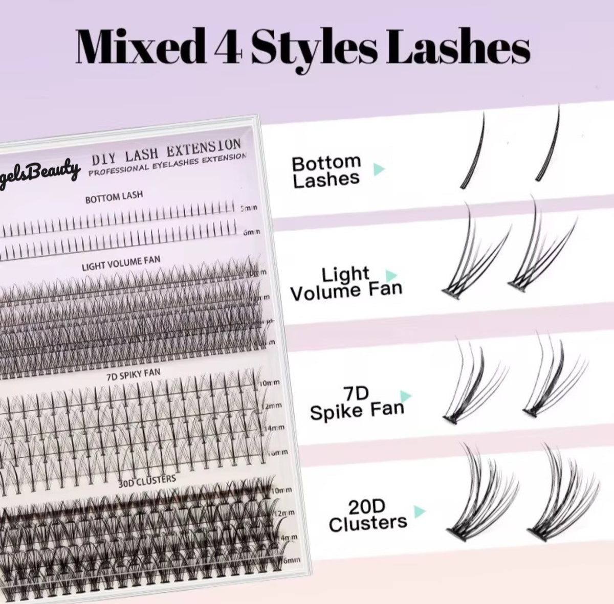 False Eyelash Extension Kit 480 Pieces Wispy Natural Fluffy Clusters