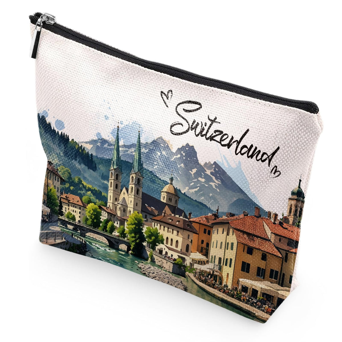 Switzerland Travel Souvenir Makeup Bag - Zurich Lausanne Swiss Alps Gift