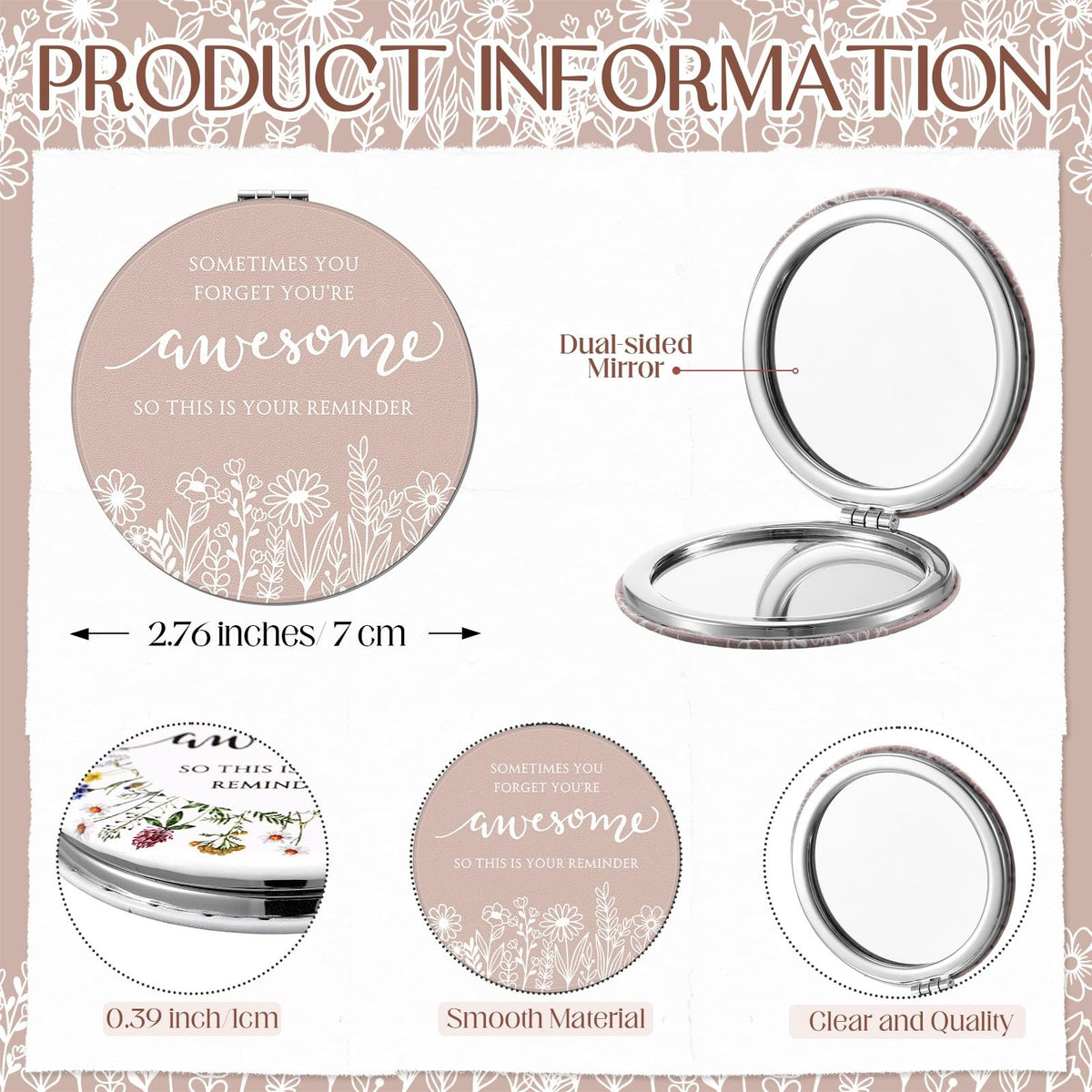 Inspirational Compact Mirror Gift Set for Women - Bulk 12 Pack, Mother's Day