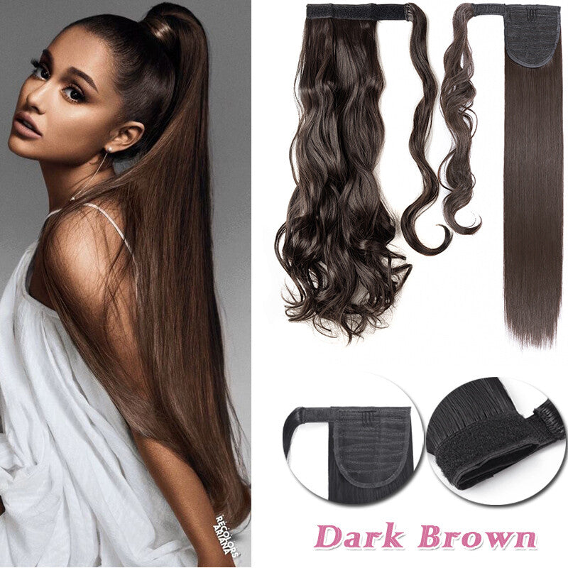 Clip-In Thick Hair Ponytail Extension - Real Human Hair, Various Lengths & Colors
