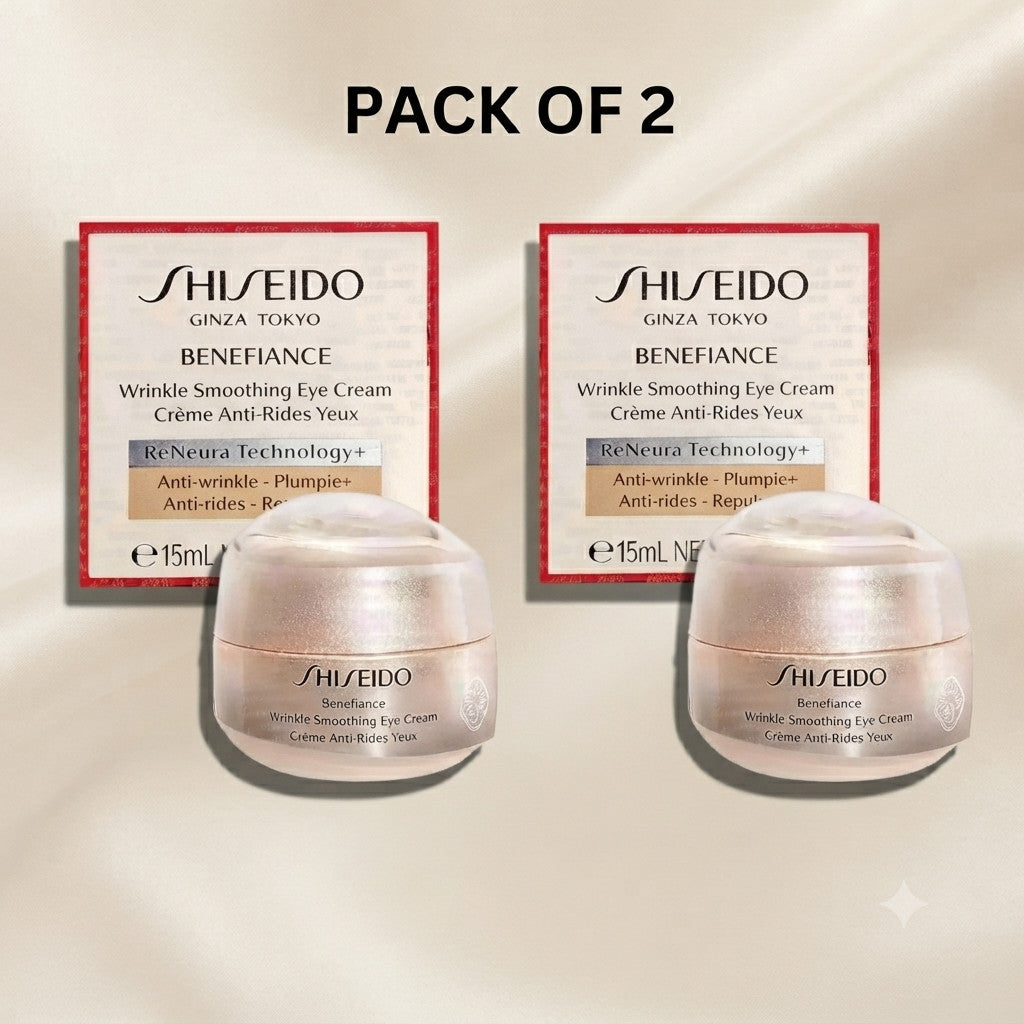 Pack of 2 Shiseido Benefiance Wrinkle Smoothing Eye Cream 0.51oz - Anti-Aging, Hydrating