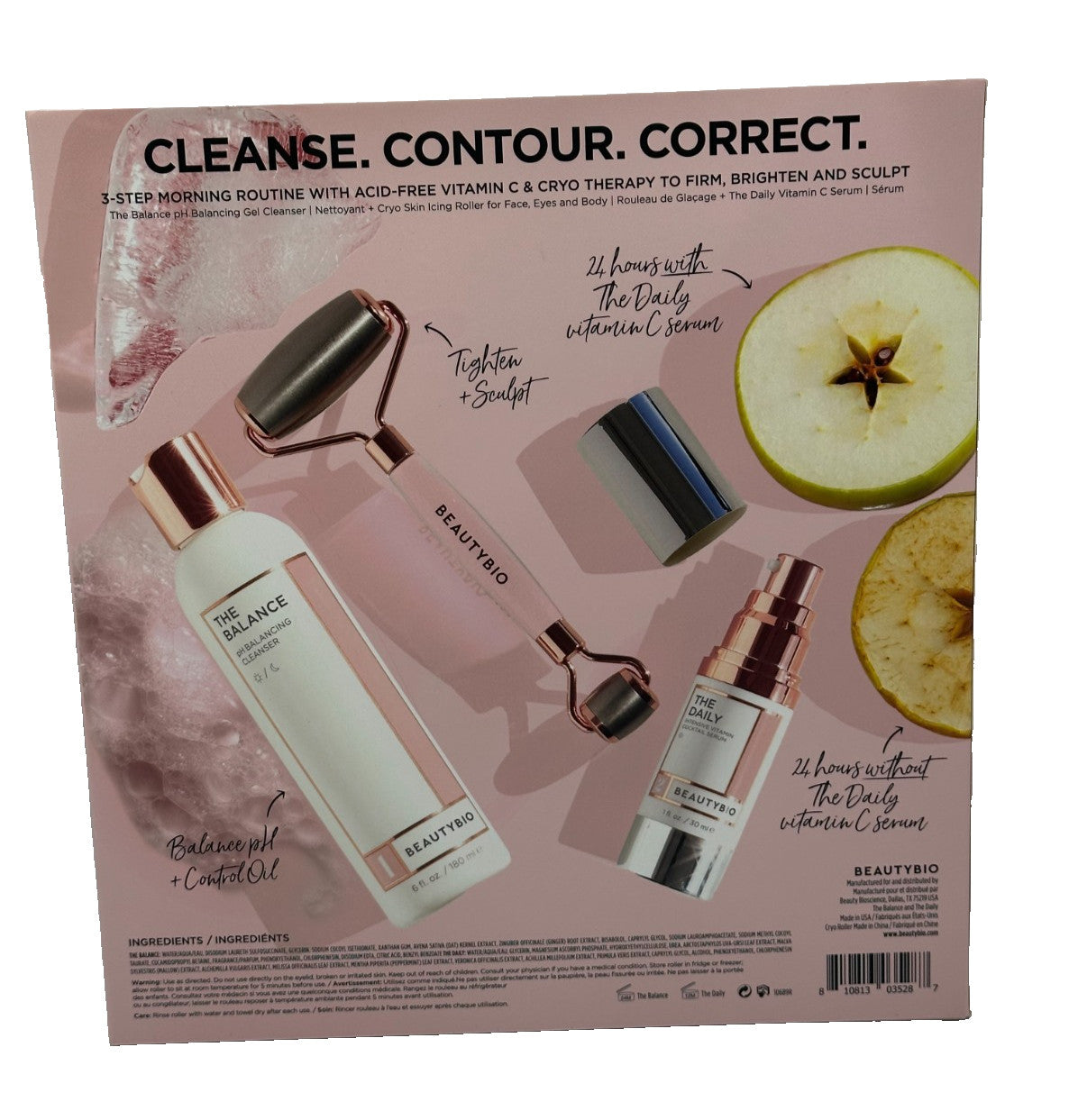 Beautybio Cleanse Contour Correct 3-Step Skincare Routine with Serum & Roller