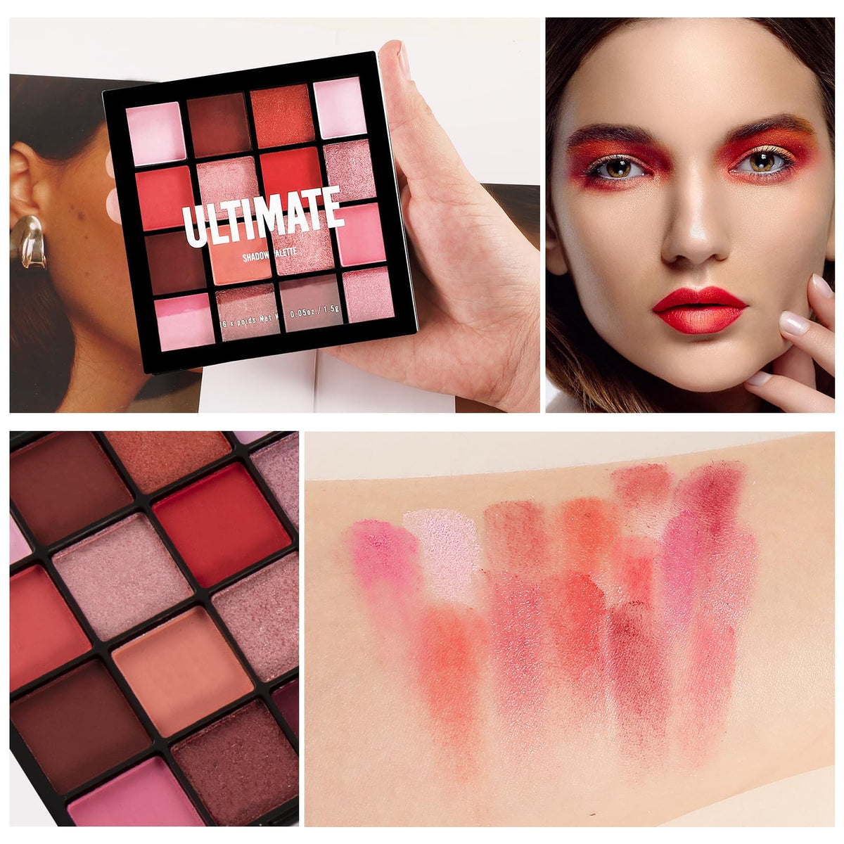 Colorful Eyeshadow Palette - 16 Highly Pigmented Shades for Eye Makeup