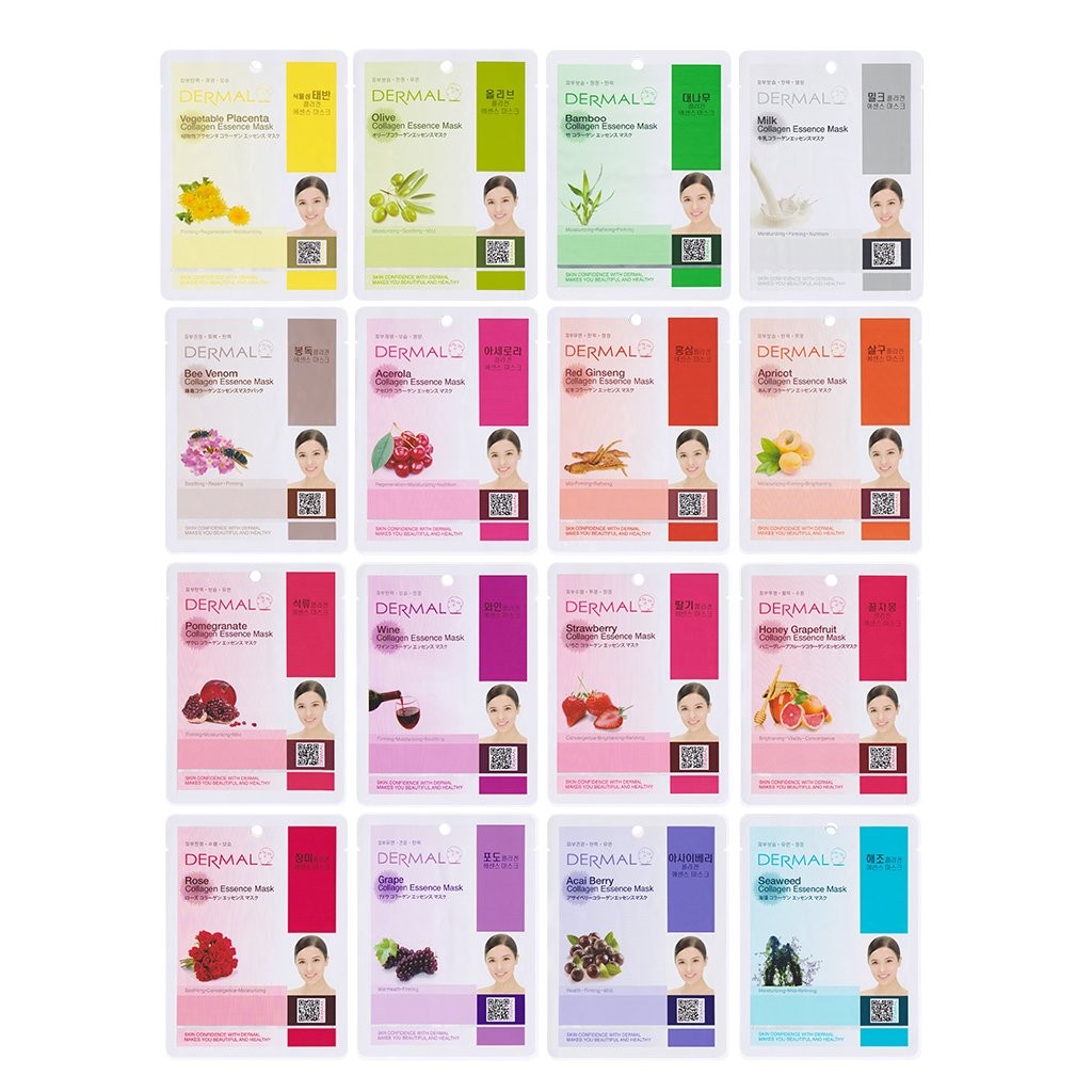 Korean Sheet Mask Set 16-Pack - Collagen, Ginseng & More