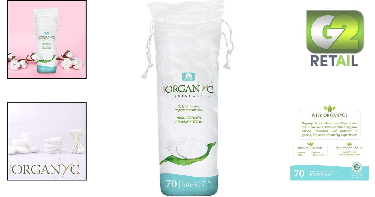 Organic Cotton Rounds - Eco-Friendly Biodegradable 70 Pack for Sensitive Skin