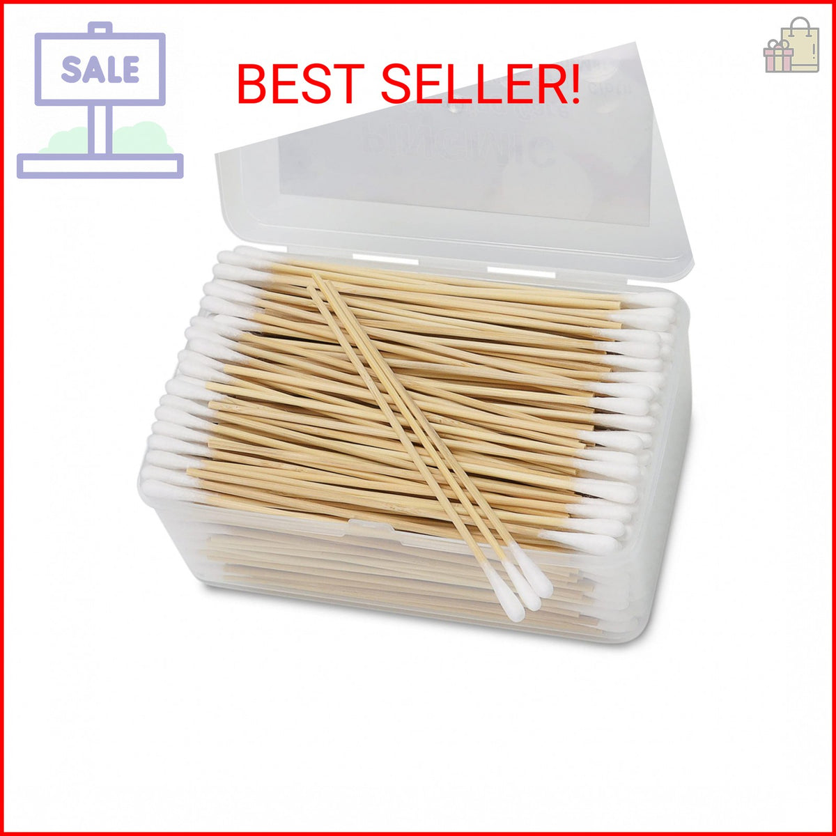 500PCS 6-Inch Cotton Swabs in Storage Box Long Wooden Stick Personal Care