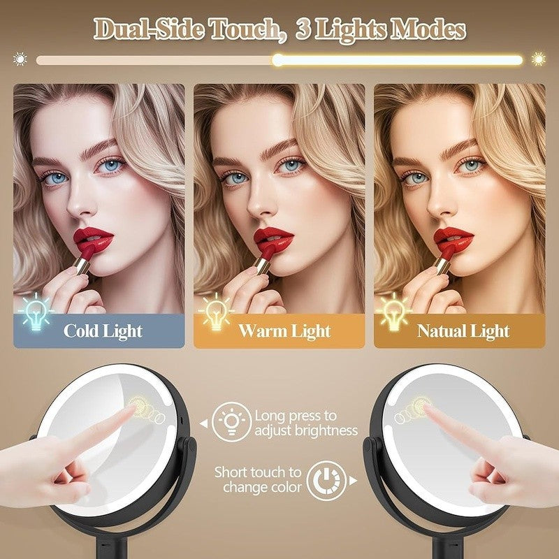 Lighted Makeup Mirror with 30X Magnification and Adjustable Brightness - 360° Rotation