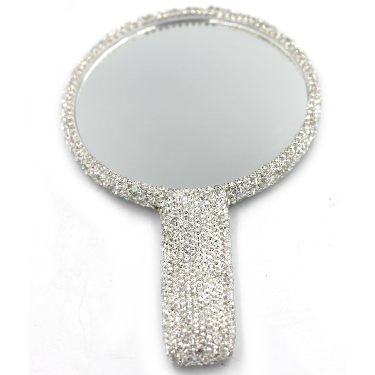 Dazzling Rhinestone Hand Mirror - Silver Makeup & Decorative Mirror