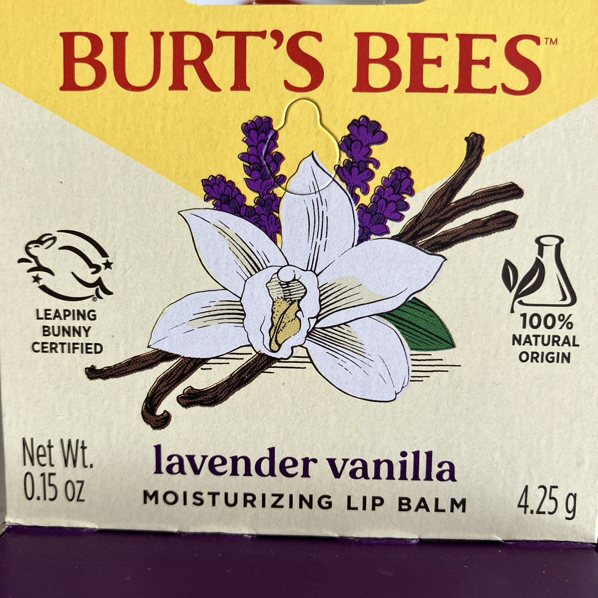Lavender Vanilla Lip Balm Set - Moisturizing 0.15 oz Tubes, Pack of 4