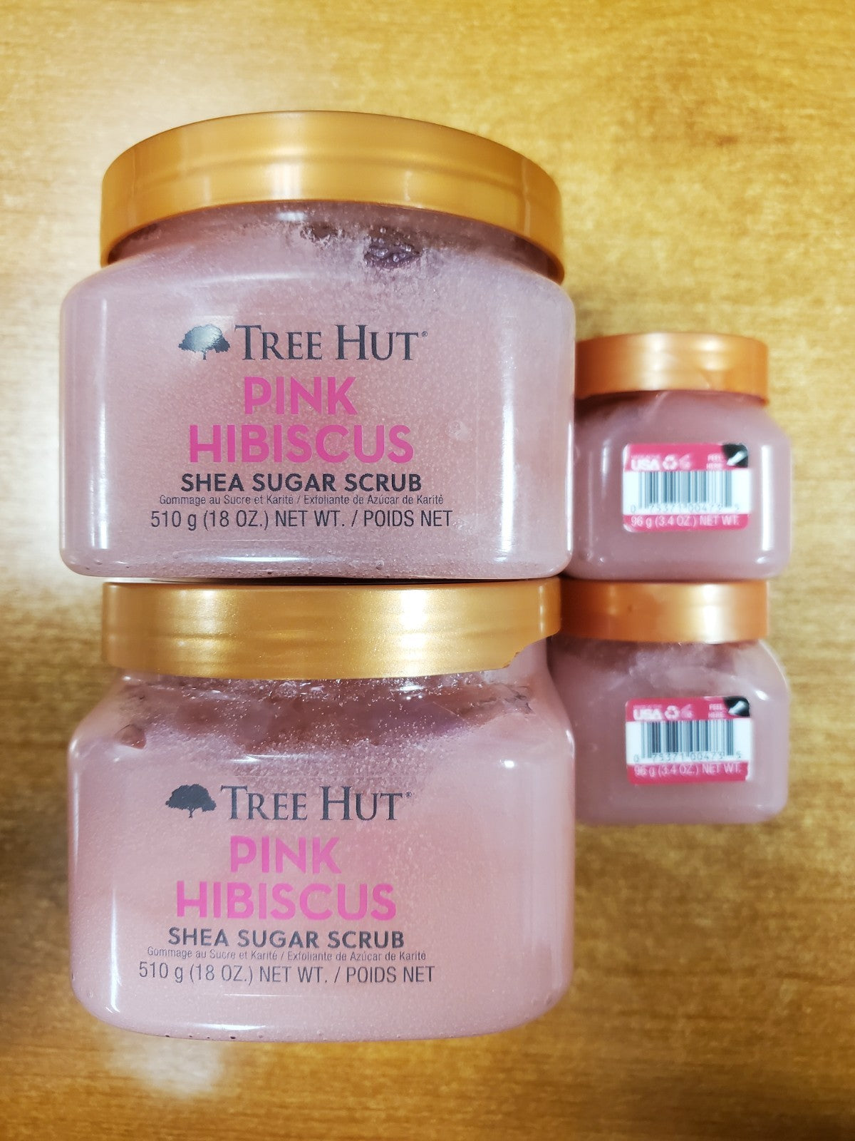 4 Pk: Tree Hut *Pink Hibiscus* Shea Sugar Body Scrub 18oz & 3.4oz