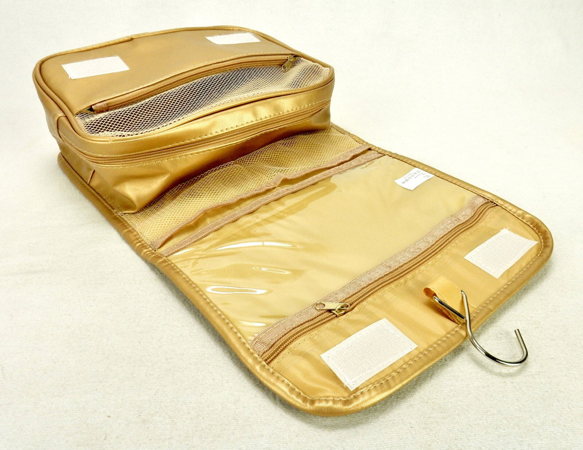 Hanging Cosmetic Bag Nylon Shell with Vinyl Pouch and Metal Hook