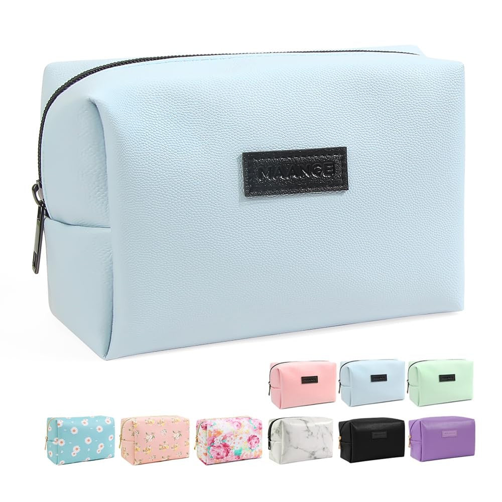 Small PU Leather Makeup Bag with Zipper Portable Cosmetic Pouch for Women