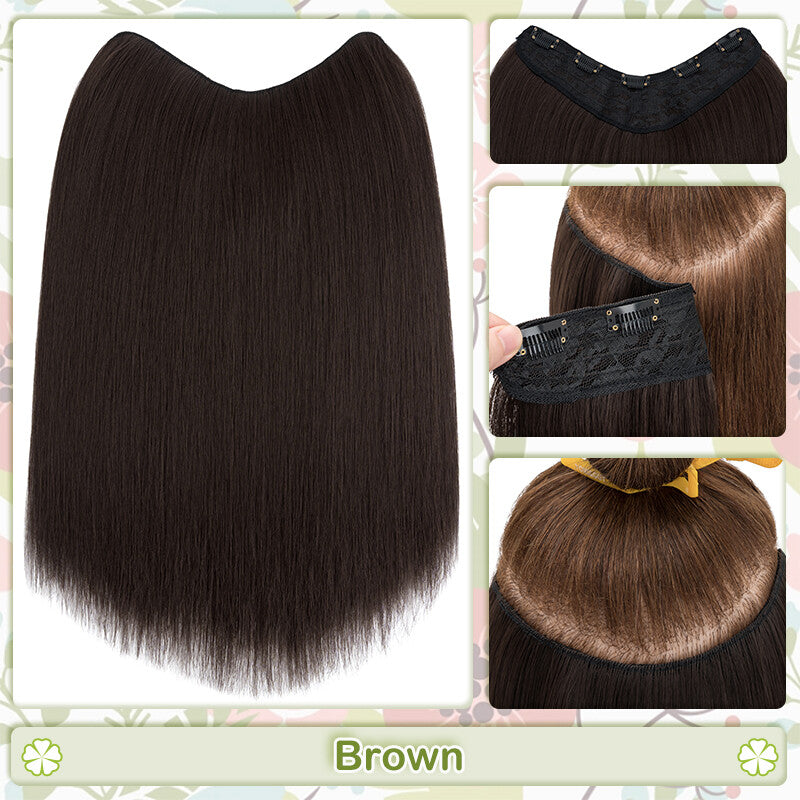 One Piece Clip-In Hair Extensions 3/4 Full Head V-Shaped Hairpiece Multiple Colors & Lengths