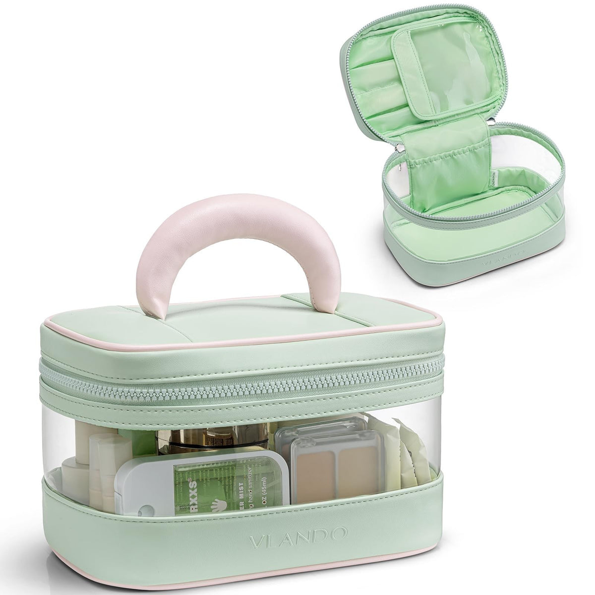 Large Waterproof Travel Makeup Bag for Women and Girls - Mint Green