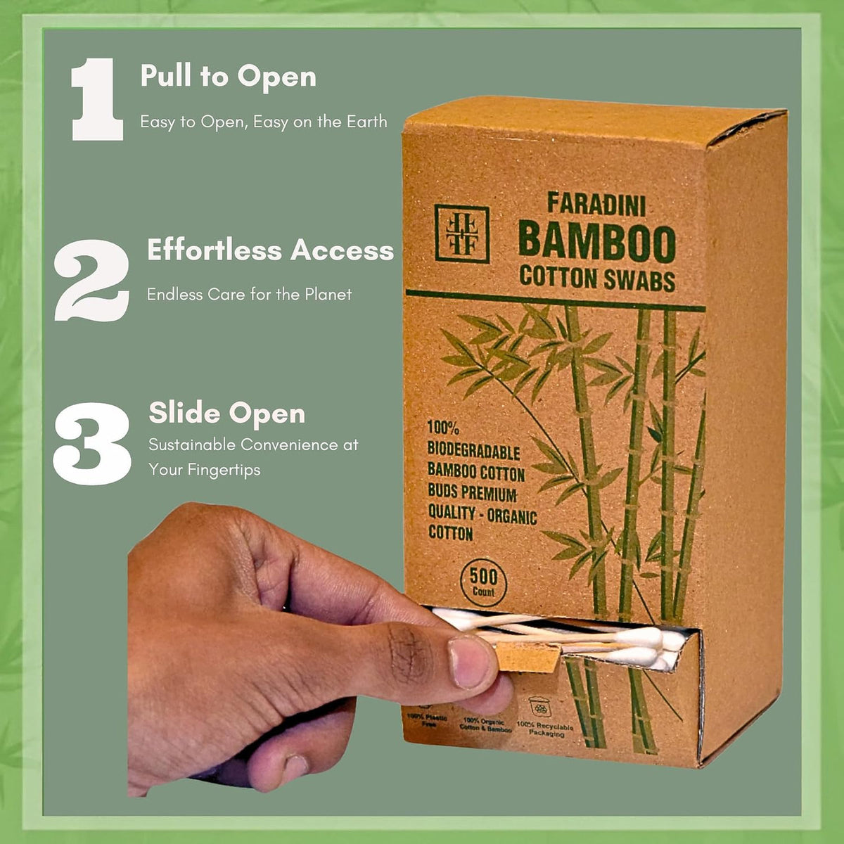 Eco-Friendly Bamboo Cotton Swabs 500 Count for Makeup Nails Cleaning