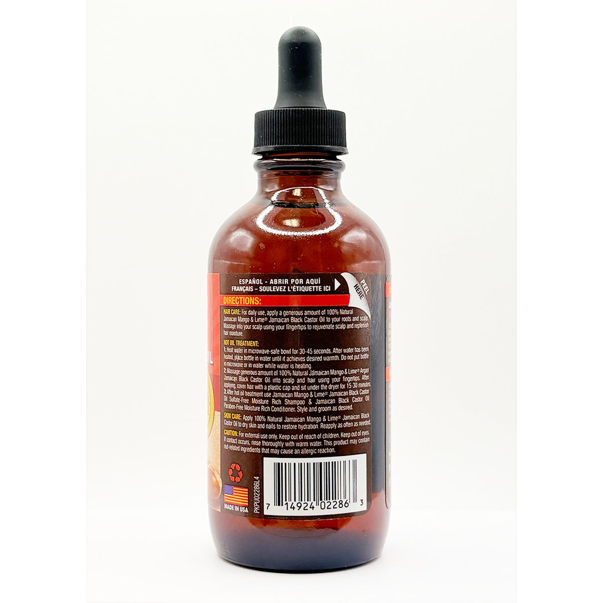Natural Black Castor Oil with Argan Oil for Hair & Skin - 4oz