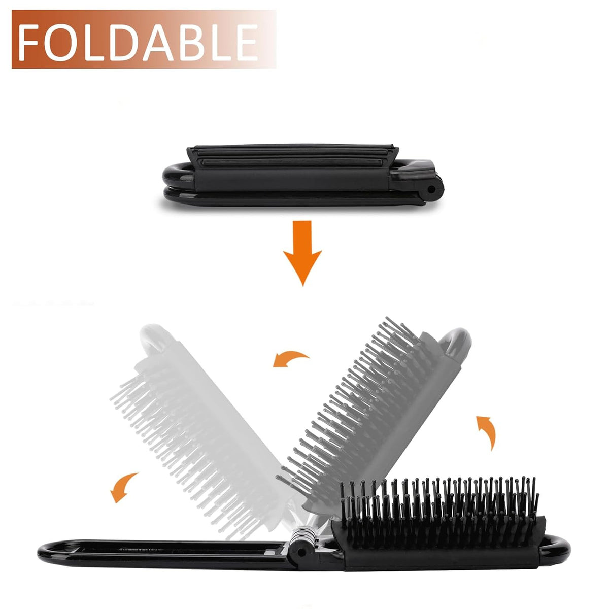Foldable Travel Hair Brush with Mirror - Compact Anti-Static Small Hair Styling Tool Set