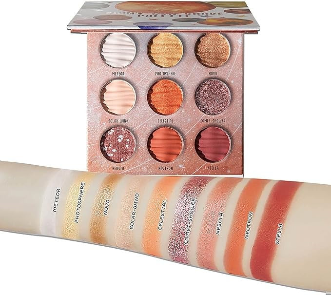 Vivid 9-Color Eyeshadow Palette - Matte, Shimmer & Glitter Shades for Creative Makeup