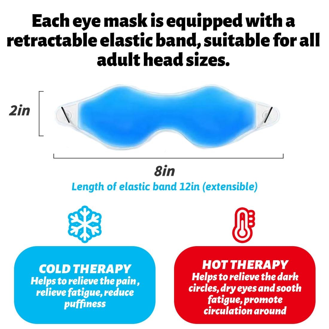 Cooling Eye Masks 4 Pack - Reusable Cold Compress for Puffy Eyes & Dark Circles